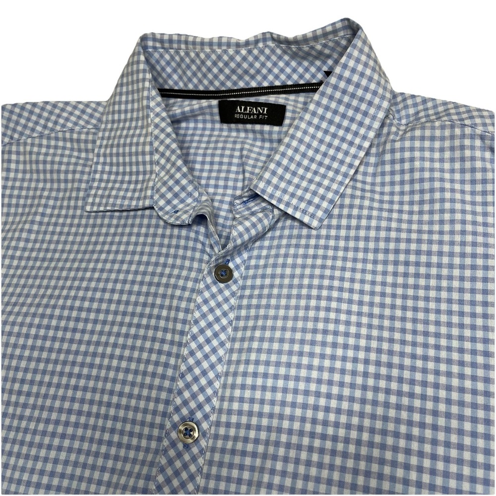 Alfani Button Up Shirt‎ Plaid Men's  XL Lightweight Casual Summer Preppy Cotton